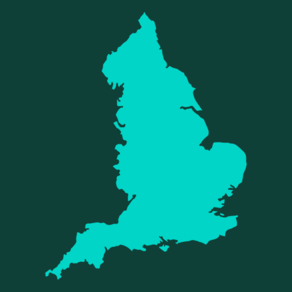 A modern representation of the Union Jack in teal and dark green.