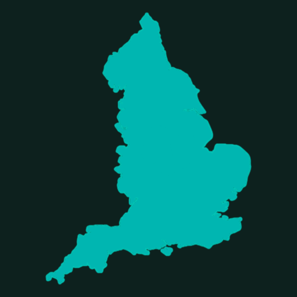 A modern representation of the Union Jack in teal and dark green.